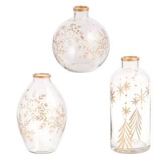 Etched Snowflake Bud Vases