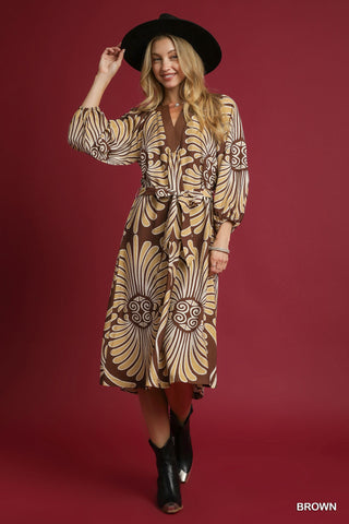 Abstract Print Midi Dress