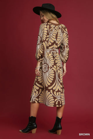 Abstract Print Midi Dress