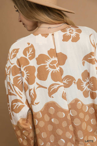 Floral Balloon Sleeve Top