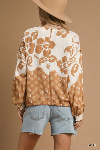 Floral Balloon Sleeve Top