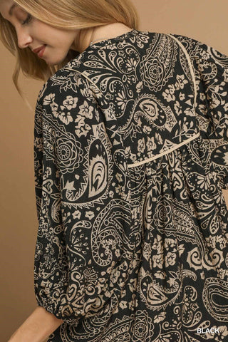 Paisley Smocked Tiered Mini Dress