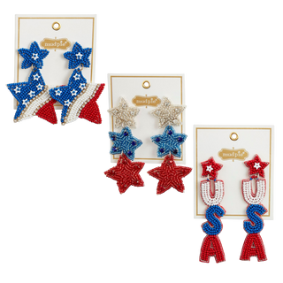 4th of July Beaded Earrings