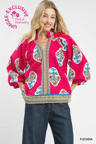Boho Floral Print Tunic Top