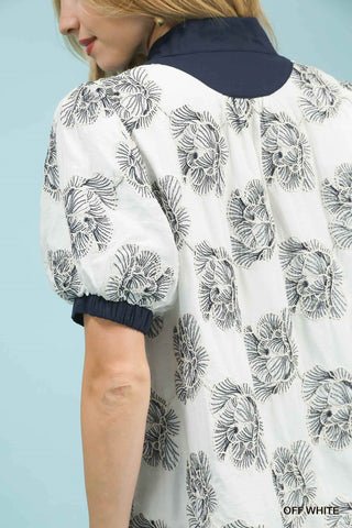 Embroidered V-Neck Top