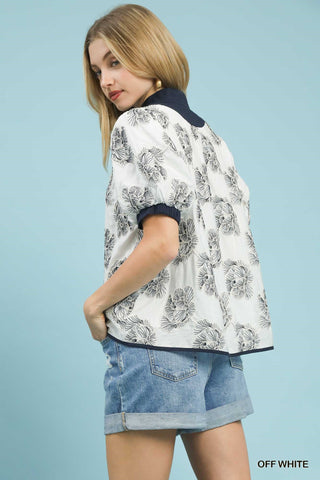 Embroidered V-Neck Top