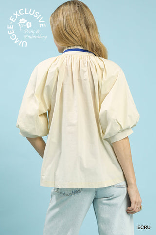 Embroidered Floral V-Neck Blouse