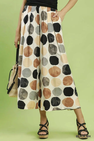 Dot Print Wide Leg Pants