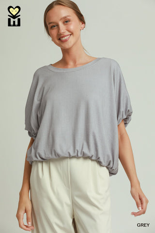 Mini Texture Checkered Bubble Hem Top