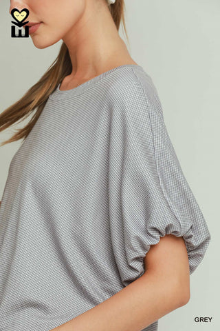 Mini Texture Checkered Bubble Hem Top