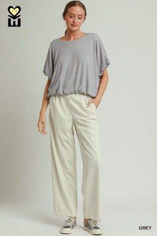 Mini Texture Checkered Bubble Hem Top