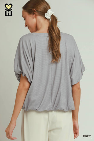 Mini Texture Checkered Bubble Hem Top