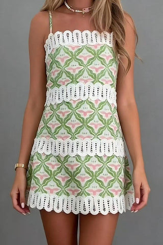 Geometric Print Strap Mini Dress