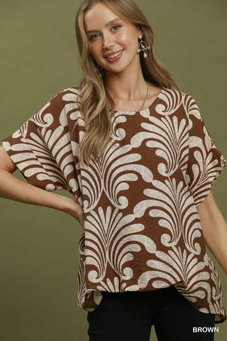 Abstract Botanical Print Relaxed Top