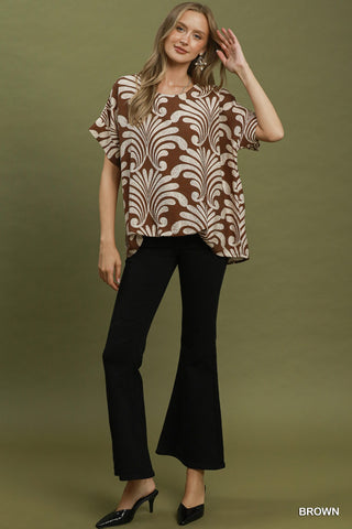 Abstract Botanical Print Relaxed Top