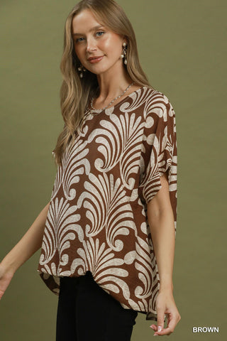 Abstract Botanical Print Relaxed Top