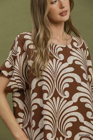 Abstract Botanical Print Relaxed Top