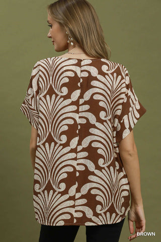 Abstract Botanical Print Relaxed Top