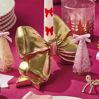 Gold Bow Taper Candleholder