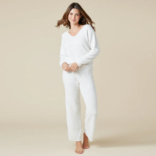 Solid Marshmallow V-Neck Lounge Set