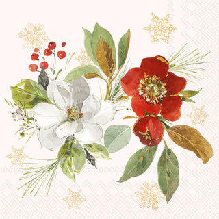Poinsetta Bouquet Cream Napkins