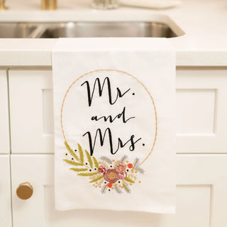 Mr & Mrs Flower Wreath Tea Towel