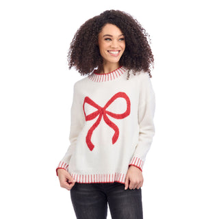 White Wilder Bow Sweater