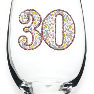 Beaded Birthday Number Wine Glass