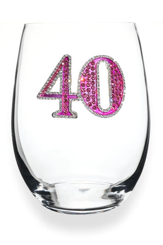Beaded Birthday Number Wine Glass