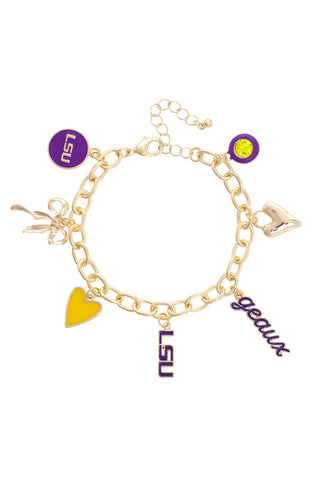 LSU Tigers Enamel Icons Charm Bracelet