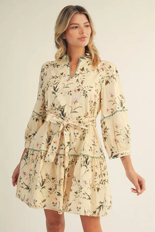 Tiered Floral Dress With Pockets