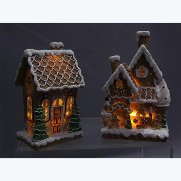 Resin Gingerbread House with LED Light