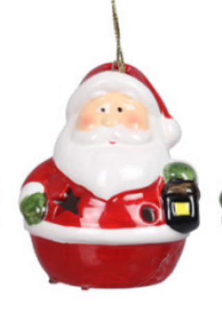 Ceramic Santa LED Light Ornament