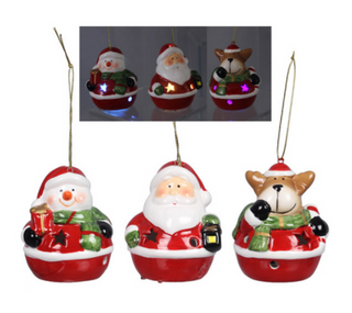 Ceramic Santa LED Light Ornament