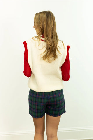 Plaid Pleated Front Shorts