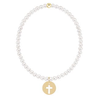 Classic Pearl 3mm Bracelet - Blessed Gold Disc