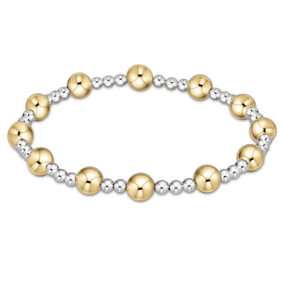 Classic Sincerity Mixed Metal Pattern Bead Bracelet