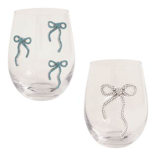Beaded Bow Wine Glass