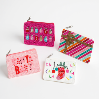 Bright Holiday Beaded Pouch