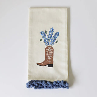 Bluebonnet Boot Embroidered Tea Towel