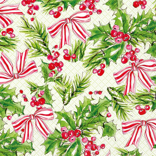 Pink Holly Bows Napkin