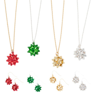 Holiday Bow Earrings & Necklace