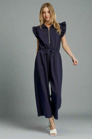 Zip Up Ruffle Jumpsuit