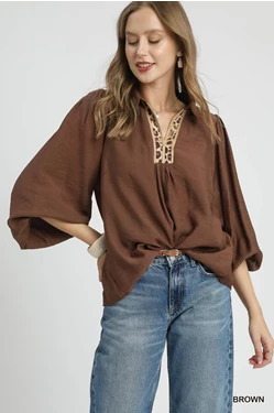 Leopard Print Trim Top