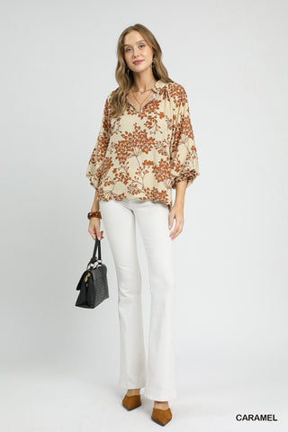 Cherry Blossom Scalloped Hem Blouse