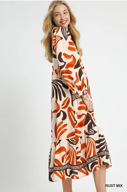 Boho Leafy Print Maxi Dress