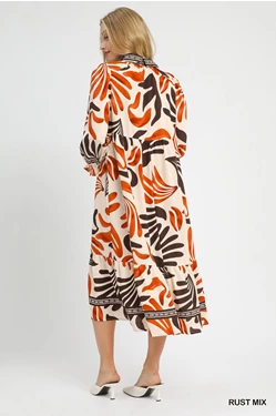 Boho Leafy Print Maxi Dress