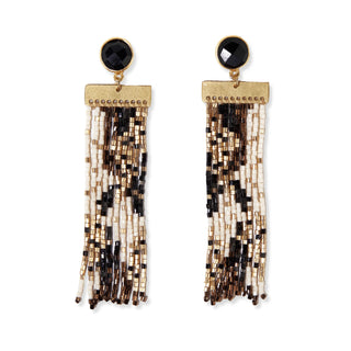 Lilah Semi-Precious Stone Post Beaded Fringe Earrings