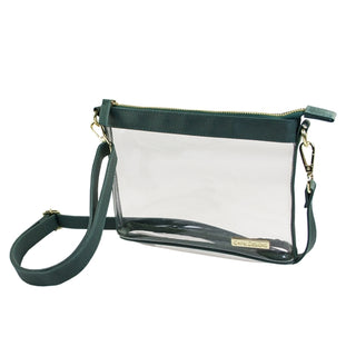 Clear Small Crossbody w/Green & Gold Accents