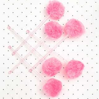 Pink Pom Cocktail Stirrers